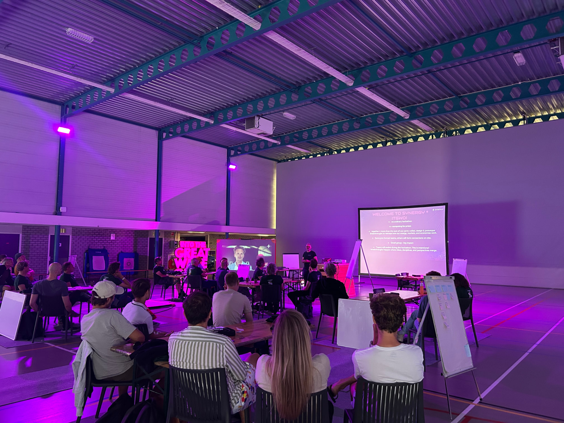 Hackathon room with participants